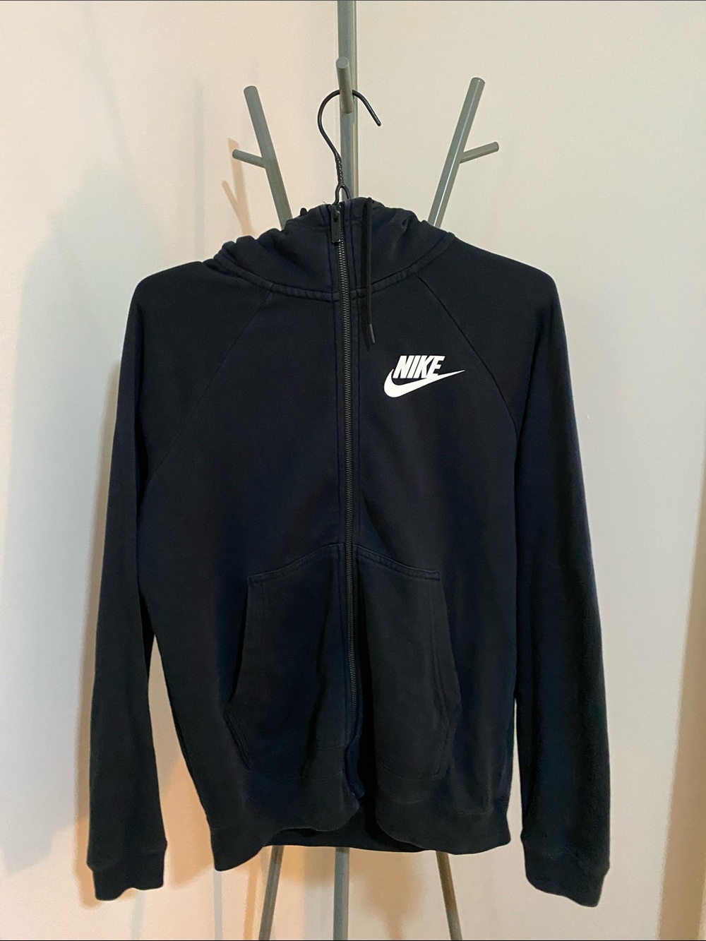 Nike Black Full-Zip Hoodie with White Logo